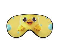 Soft Blackout Sleep Eye Mask Cute Yellow Chicken Travel Eye Covers Zero Eye Pressure Super Lightweight Silky Soft Blindfold with Adjustable Strap for Women Men