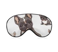 Soft Blackout Sleep Eye Mask French Bulldog Travel Eye Covers Zero Eye Pressure Super Lightweight Silky Soft Blindfold with Adjustable Strap for Women Men