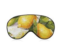 Soft Blackout Sleep Eye Mask Fruits Lemon Travel Eye Covers Zero Eye Pressure Super Lightweight Silky Soft Blindfold with Adjustable Strap for Women Men