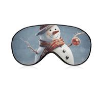 Soft Blackout Sleep Eye Mask Funny Christmas Snowman Travel Eye Covers Zero Eye Pressure Super Lightweight Silky Soft Blindfold with Adjustable Strap for Women Men