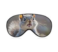 Soft Blackout Sleep Eye Mask Funny Cute Squirrel Travel Eye Covers Zero Eye Pressure Super Lightweight Silky Soft Blindfold with Adjustable Strap for Women Men
