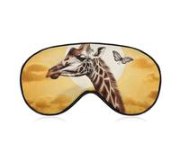 Soft Blackout Sleep Eye Mask Giraffe and Sunflower Travel Eye Covers Zero Eye Pressure Super Lightweight Silky Soft Blindfold with Adjustable Strap for Women Men