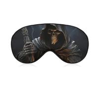 Soft Blackout Sleep Eye Mask Grim Reaper Travel Eye Covers Zero Eye Pressure Super Lightweight Silky Soft Blindfold with Adjustable Strap for Women Men