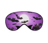 Soft Blackout Sleep Eye Mask Halloween Flying Purple Bats Travel Eye Covers Zero Eye Pressure Super Lightweight Silky Soft Blindfold with Adjustable Strap for Women Men