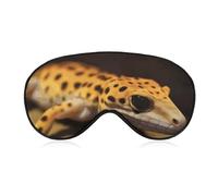 Soft Blackout Sleep Eye Mask Leopard Little Gecko Travel Eye Covers Zero Eye Pressure Super Lightweight Silky Soft Blindfold with Adjustable Strap for Women Men