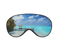 Soft Blackout Sleep Eye Mask Maldives Holidays Travel Eye Covers Zero Eye Pressure Super Lightweight Silky Soft Blindfold with Adjustable Strap for Women Men