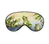 Soft Blackout Sleep Eye Mask Many Frogs Sing on The Branches Summer Butterflies Lake Water Travel Eye Covers Zero Eye Pressure Super Lightweight Silky Soft Blindfold with Adjustable Strap for Women M