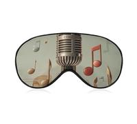 Soft Blackout Sleep Eye Mask Microphone with Music Note Travel Eye Covers Zero Eye Pressure Super Lightweight Silky Soft Blindfold with Adjustable Strap for Women Men