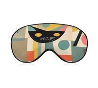 Soft Blackout Sleep Eye Mask Mid-Century Modern Art Cat Travel Eye Covers Zero Eye Pressure Super Lightweight Silky Soft Blindfold with Adjustable Strap for Women Men