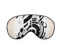 Soft Blackout Sleep Eye Mask Music Note Travel Eye Covers Zero Eye Pressure Super Lightweight Silky Soft Blindfold with Adjustable Strap for Women Men