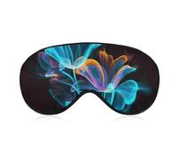 Soft Blackout Sleep Eye Mask Neon Flowers Travel Eye Covers Zero Eye Pressure Super Lightweight Silky Soft Blindfold with Adjustable Strap for Women Men