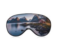 Soft Blackout Sleep Eye Mask Norway Islands Travel Eye Covers Zero Eye Pressure Super Lightweight Silky Soft Blindfold with Adjustable Strap for Women Men