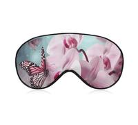 Soft Blackout Sleep Eye Mask Orchid Flower Butterfly Travel Eye Covers Zero Eye Pressure Super Lightweight Silky Soft Blindfold with Adjustable Strap for Women Men
