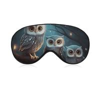 Soft Blackout Sleep Eye Mask Owl on Tree Travel Eye Covers Zero Eye Pressure Super Lightweight Silky Soft Blindfold with Adjustable Strap for Women Men