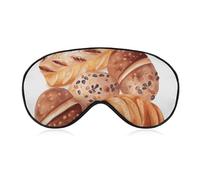 Soft Blackout Sleep Eye Mask Painted Bread Travel Eye Covers Zero Eye Pressure Super Lightweight Silky Soft Blindfold with Adjustable Strap for Women Men