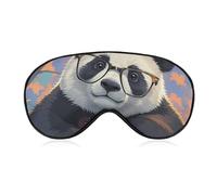 Soft Blackout Sleep Eye Mask Panda with A Tilted Head Travel Eye Covers Zero Eye Pressure Super Lightweight Silky Soft Blindfold with Adjustable Strap for Women Men