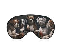 Soft Blackout Sleep Eye Mask Playing Poker Dogs Travel Eye Covers Zero Eye Pressure Super Lightweight Silky Soft Blindfold with Adjustable Strap for Women Men