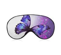 Soft Blackout Sleep Eye Mask Purple Butterfly Travel Eye Covers Zero Eye Pressure Super Lightweight Silky Soft Blindfold with Adjustable Strap for Women Men