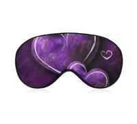 Soft Blackout Sleep Eye Mask Purple Hearts Travel Eye Covers Zero Eye Pressure Super Lightweight Silky Soft Blindfold with Adjustable Strap for Women Men