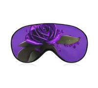 Soft Blackout Sleep Eye Mask Purple Rose Print Travel Eye Covers Zero Eye Pressure Super Lightweight Silky Soft Blindfold with Adjustable Strap for Women Men