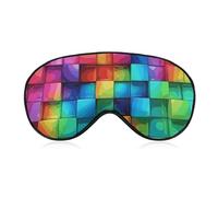 Soft Blackout Sleep Eye Mask Rainbow Color Plaid-png Travel Eye Covers Zero Eye Pressure Super Lightweight Silky Soft Blindfold with Adjustable Strap for Women Men