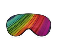 Soft Blackout Sleep Eye Mask Rainbow Color Stripe Travel Eye Covers Zero Eye Pressure Super Lightweight Silky Soft Blindfold with Adjustable Strap for Women Men