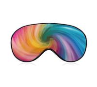 Soft Blackout Sleep Eye Mask Rainbow Colored Swirl Travel Eye Covers Zero Eye Pressure Super Lightweight Silky Soft Blindfold with Adjustable Strap for Women Men