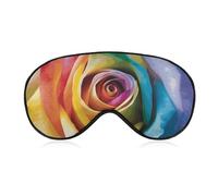Soft Blackout Sleep Eye Mask Rainbow Rose Flower Travel Eye Covers Zero Eye Pressure Super Lightweight Silky Soft Blindfold with Adjustable Strap for Women Men