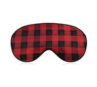Soft Blackout Sleep Eye Mask Red Black Buffalo Check Plaid Travel Eye Covers Zero Eye Pressure Super Lightweight Silky Soft Blindfold with Adjustable Strap for Women Men