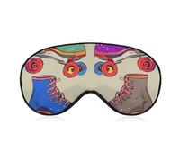 Soft Blackout Sleep Eye Mask Retro Colorful Roller Skates Travel Eye Covers Zero Eye Pressure Super Lightweight Silky Soft Blindfold with Adjustable Strap for Women Men