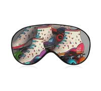 Soft Blackout Sleep Eye Mask Retro Roller Skates Colorful Travel Eye Covers Zero Eye Pressure Super Lightweight Silky Soft Blindfold with Adjustable Strap for Women Men