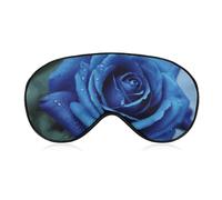 Soft Blackout Sleep Eye Mask Romantic Blue Rose Travel Eye Covers Zero Eye Pressure Super Lightweight Silky Soft Blindfold with Adjustable Strap for Women Men