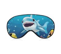 Soft Blackout Sleep Eye Mask Smiling Shark Travel Eye Covers Zero Eye Pressure Super Lightweight Silky Soft Blindfold with Adjustable Strap for Women Men