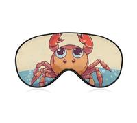 Soft Blackout Sleep Eye Mask Summer Cartoon Crab Travel Eye Covers Zero Eye Pressure Super Lightweight Silky Soft Blindfold with Adjustable Strap for Women Men