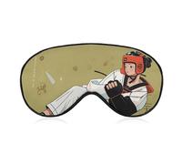 Soft Blackout Sleep Eye Mask Taekwondo Design Travel Eye Covers Zero Eye Pressure Super Lightweight Silky Soft Blindfold with Adjustable Strap for Women Men