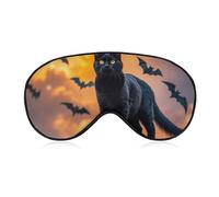 Soft Blackout Sleep Eye Mask The Black Cat is Pacing on The Roof Travel Eye Covers Zero Eye Pressure Super Lightweight Silky Soft Blindfold with Adjustable Strap for Women Men