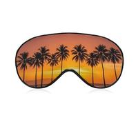 Soft Blackout Sleep Eye Mask Tropical Sunset Beach Travel Eye Covers Zero Eye Pressure Super Lightweight Silky Soft Blindfold with Adjustable Strap for Women Men