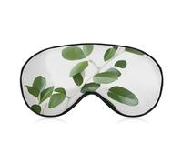 Soft Blackout Sleep Eye Mask White Natural Greenery Twig Travel Eye Covers Zero Eye Pressure Super Lightweight Silky Soft Blindfold with Adjustable Strap for Women Men