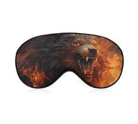 Soft Blackout Sleep Eye Mask Wild Wolf in The Fire Travel Eye Covers Zero Eye Pressure Super Lightweight Silky Soft Blindfold with Adjustable Strap for Women Men