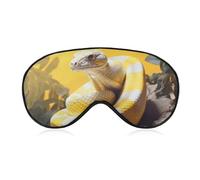 Soft Blackout Sleep Eye Mask Yellow and White Python Travel Eye Covers Zero Eye Pressure Super Lightweight Silky Soft Blindfold with Adjustable Strap for Women Men