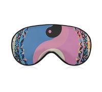 Soft Blackout Sleep Eye Mask Yin Yang Pattern Travel Eye Covers Zero Eye Pressure Super Lightweight Silky Soft Blindfold with Adjustable Strap for Women Men