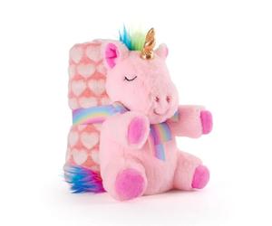 Soft blanket with plush Perletti Lily Unicorn Soft blanket Rose 22 cm