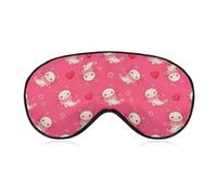 Soft Blindfold Night Eyeshade Pink Hearts Bubbles Cute Axolotls Breathable Travel Eye Cover No Pressure Sleep Masks for Women Men