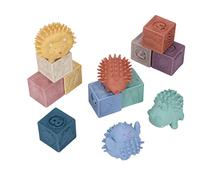 Soft Blocks Toys Colorful Silicone Baby Building Blocks for Motor Skills Development 13 Pieces