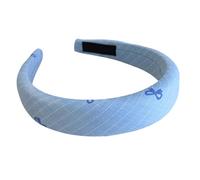 Soft Blue Checkered Hair Band With Adjustable Sponge Padding Sweet Bow Everyday Hair Accessories For Teens Women Girls