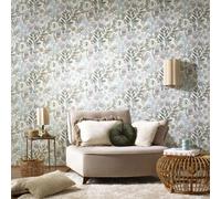 Soft Blue Floral Wallpaper Multi Leaf Textured Vinyl Feature Paste Wall Feature