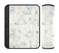 Soft Blue Funny Bear car seat Shoulder Strap Pads,Release Stress to Your Neck and Shoulders,Cute seat Belt Covers for SUV Airplane Most Cars funda para cinturón de carro 2 Pack