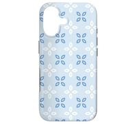 Soft Blue Periwinkle Leaves Petals Cross Floral Pattern Case for iPhone 17