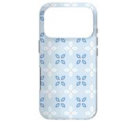 Soft Blue Periwinkle Leaves Petals Cross Floral Pattern Case for iPhone 17 Pro