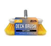 Soft Boat Deck Brush, Heavy-Duty Marine Brush Head, 8" Bristle with Bumper, 3/4" Thread Handle, for RV, Truck, and Auto Cleaning